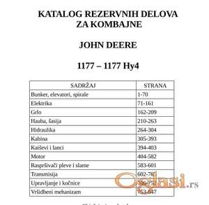 John Deere 1177 - 1177 Hy4 Katalog delova