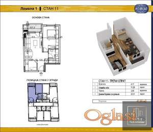 Dvosoban stan 42 m², Salajka, Novi Sad, 3. sprat!