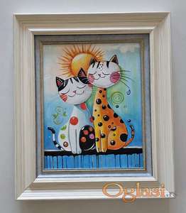 Slika - Sareni zagrljaj, akril na platnu.