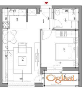 Dvosoban stan na klisi u izgradnji 41m2