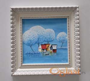 Slika - Plavi pejzaz, akril na platnu.