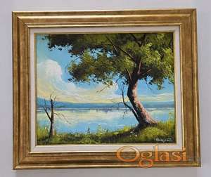 Ulje na platnu - Mir uz jezero, prelepa slika!