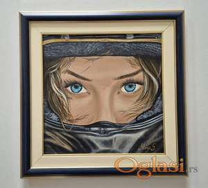 Ulje na platnu - Plave oci, prelepa slika!