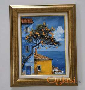 Ulje na platnu - Plavo more i pomorandze