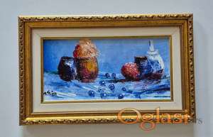 Ulje na platnu - Plava mrtva priroda