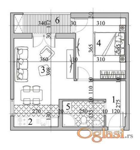 SAJMISTE, 42 m2, DVOSOBAN