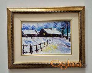 Ulje na platnu - Zimsko vece, prelepa slika!