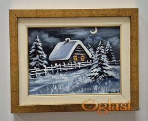 Ulje na platnu - Idila zimske noci, prelepo!