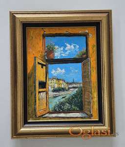 Ulje na platnu - Pogled sa prozora