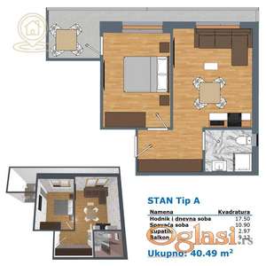 Na prodaju jednosoban stan (garsonjera) u Durlanu