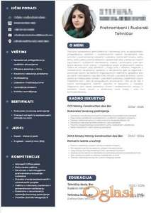 Izrada CV-a (Srpski,Engleski,Nemački) + motivaciono pismo