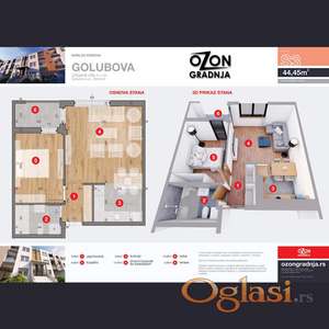 Prodaja od INVESTITORA _ DVOSOBAN stan 44,45m2 u izgradnji, Veternik - Fešter, Novi Sad