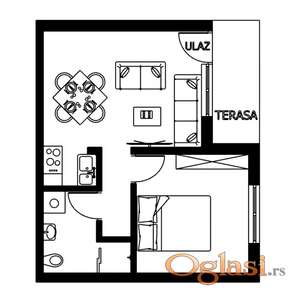 Jednosoban stan 32m² + terasa 3m² | Alpha Twins Alibegovac | Nova gradnja | 52.500€