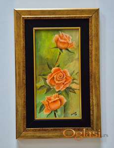 Ulje na platnu - Tri ruza, prelepa slika!