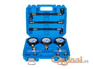 Tester pritiska kompresije ulja i goriva za motocikle  Ovaj komplet za merenje pritiska je dizajniran za precizna merenja u sistemima za gorivo i ulje motocikla.  Materijal manometra: Izdržljiv celik i staklo otporno na udarce za dugotrajnu pouzdanost.  Napredni dijagnostički alat za profesionalne radionice.  Manomer pritiska 0-7 bara (0-100 psi): Idealan za merenje pritiska goriva u standardnim sistemima.  Primene:  Testiranje sistema za gorivo: Merenje pritiska ubrizgavaca, ispitivanje pumpi za gorivo.     Novo i ne korišćeno  Ukoliko zelite da porucite 1. Ime i prezime 2. Ulica i broj 3. Postanski broj mesto 4. Kontakt telefon
