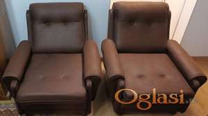 Fotelje u braon štof eko koži