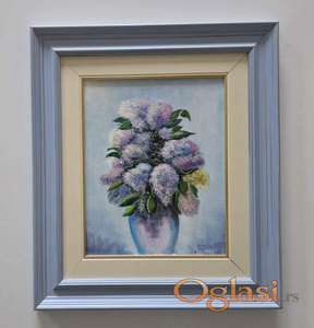 Ulje na platnu - Vaza sa jorgovanima, prelepo!