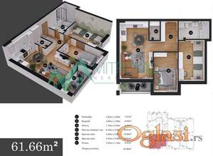 Petrovaradin - Dvoiposoban stan u izgradnji, 62 m2 - povrat PDV-a za kupce prve nekrentine 