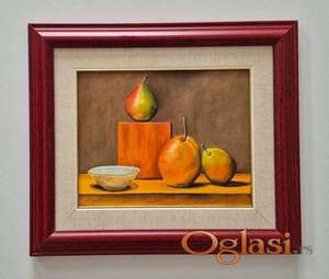 Ulje na platnu - Voce i tanjir, prelepa slika!