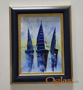 Ulje na platnu - Tri senke na vodi, prelepo!