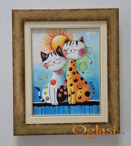 Slika - Dve mace, akril na platnu.