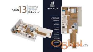 Trosoban , 63.27 m2 , Temerinski Put 51 , Novogradja