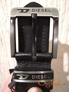 Novi muski kozni markirani kais Diesel u crnoj boji Novo