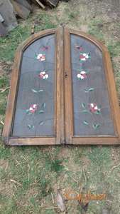 Vitraz ovalni prozor od hrastovine u stanju za obnovu 100 E