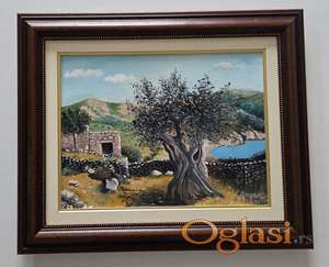 Ulje na platnu - Mediteranski kraj i stara maslina