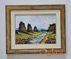 Ulje na platnu - Reka i jesen, prelepa slika!