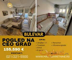 Većinski renoviran trosoban stan sa pogledom na ceo grad !