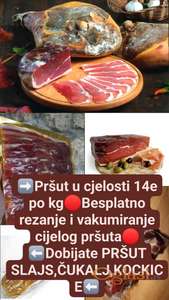 Prodajem Njeguški pršut 14 eura kg