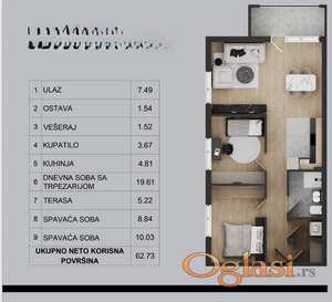 Trosoban stan u izgradnji PDV