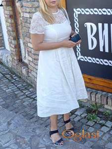 Lanena haljina MONA – bela, broj 40