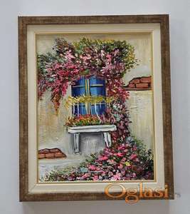 Ulje na platnu - Terasa u cvecu