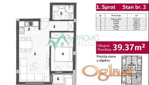 Novi Sad, Telep- Jednoiposoban stan u izgradnji 39m2