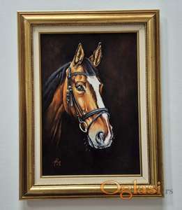 Ulje na platnu - Konj Vranac, prelepa slika!