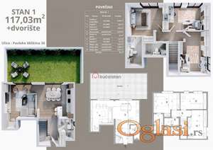 Četvorosoban stan (Duplex) sa privatnim dvorištem - Adamovićevo naselje - 117 m²