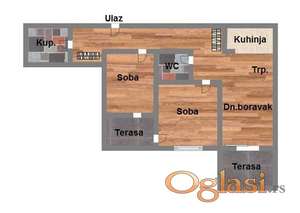 Trosoban - Vrhunski kvalitet gradnje i opreme - PDV - 65m2