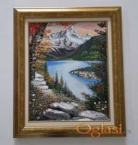 Ulje na platnu - Panorama iznad jezera, prelepo!