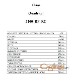 Claas Quadrant 3200 RF RC - Katalog delova