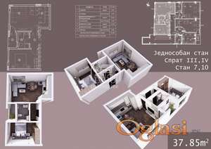 Novogradnja, jednoiposoban stan P=37.85m2 u Durlanu kod pijace ID#2476