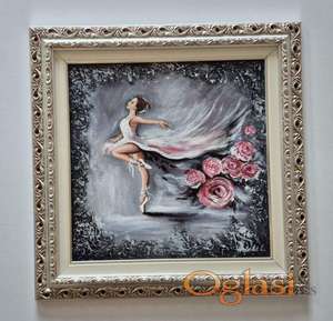 Ulje na platnu - Balerina i ruze, prelepa slika!
