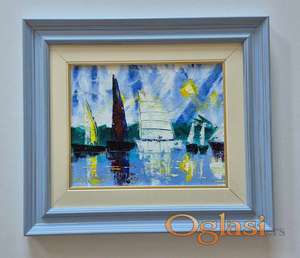 Ulje na platnu - Jedrenjaci na plavom moru