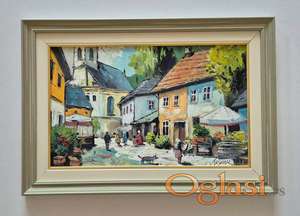 Ulje na lesonitu - Stara varos, prelepa slika!