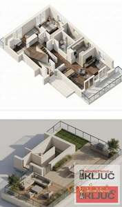 SREMSKA KAMENICA, 89m2 + krovna terasa 73m2, Trosoban sa pdv, Parking, SMART HOME