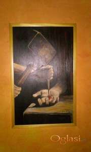 Ulje na platnu - ruke 82 x 52 cm uramljena, potpisana