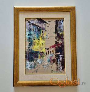 Ulje na kartonu - Grad, prelepa slika!