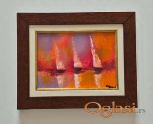 Ulje na kartonu - Jedrenje, slika broj cetiri.