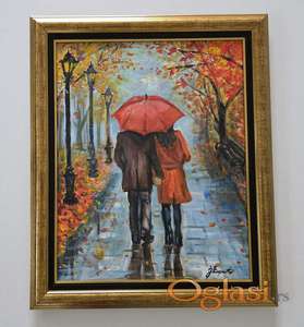 Ulje na platnu - Romanticna setnja, prelepa slika!